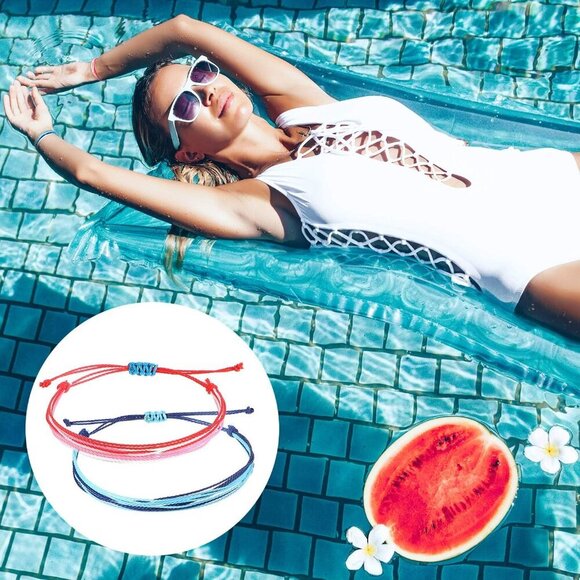 30 Vibrant Adjustable Bohemian Anklets - Waterproof Rope Bracelets for Summer - Picture 6 of 7